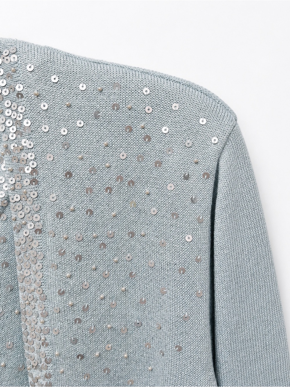 Alfred Dunner Twinset Sweater Cardigan Silver Sequin Embellishment Sz XL Vintage - Picture 5 of 7
